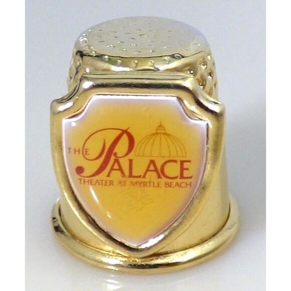 Myrtle Beach SC Thimble Souvenir The Palace Theater Gold Tone Metal Vintage - Picture 2 of 11